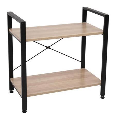 2 Tier Narrow Industrial Wood Bookcase U831596