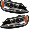 Halogen Headlight Assembly for Volkswagen Jetta Sedan 2011-2014 Driver and Passenger Side Pair T37239