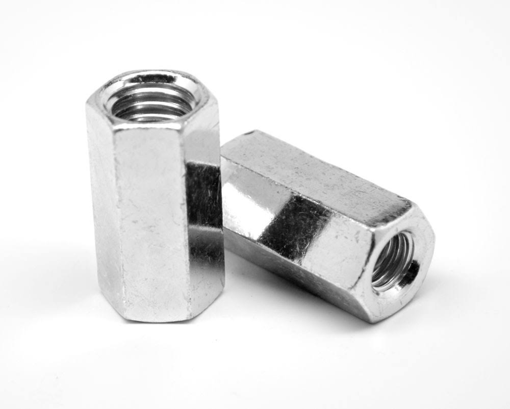5/8 inch-18 Fine Thread Hex Coupling Nut Low Carbon Steel Zinc Plated Pk 50 P7489