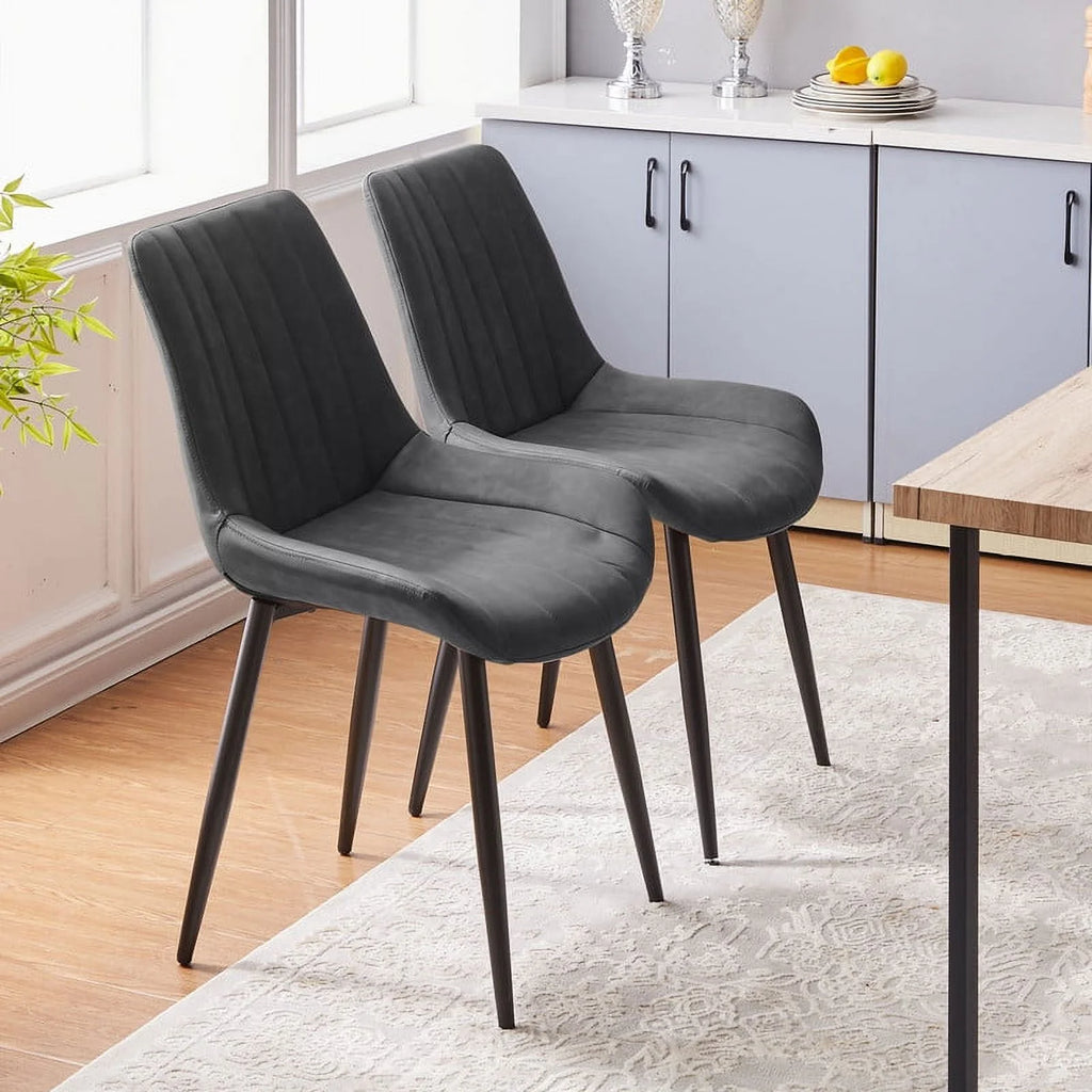 Gray Faux Leather Armless Dining Chairs Set of 2 C646336