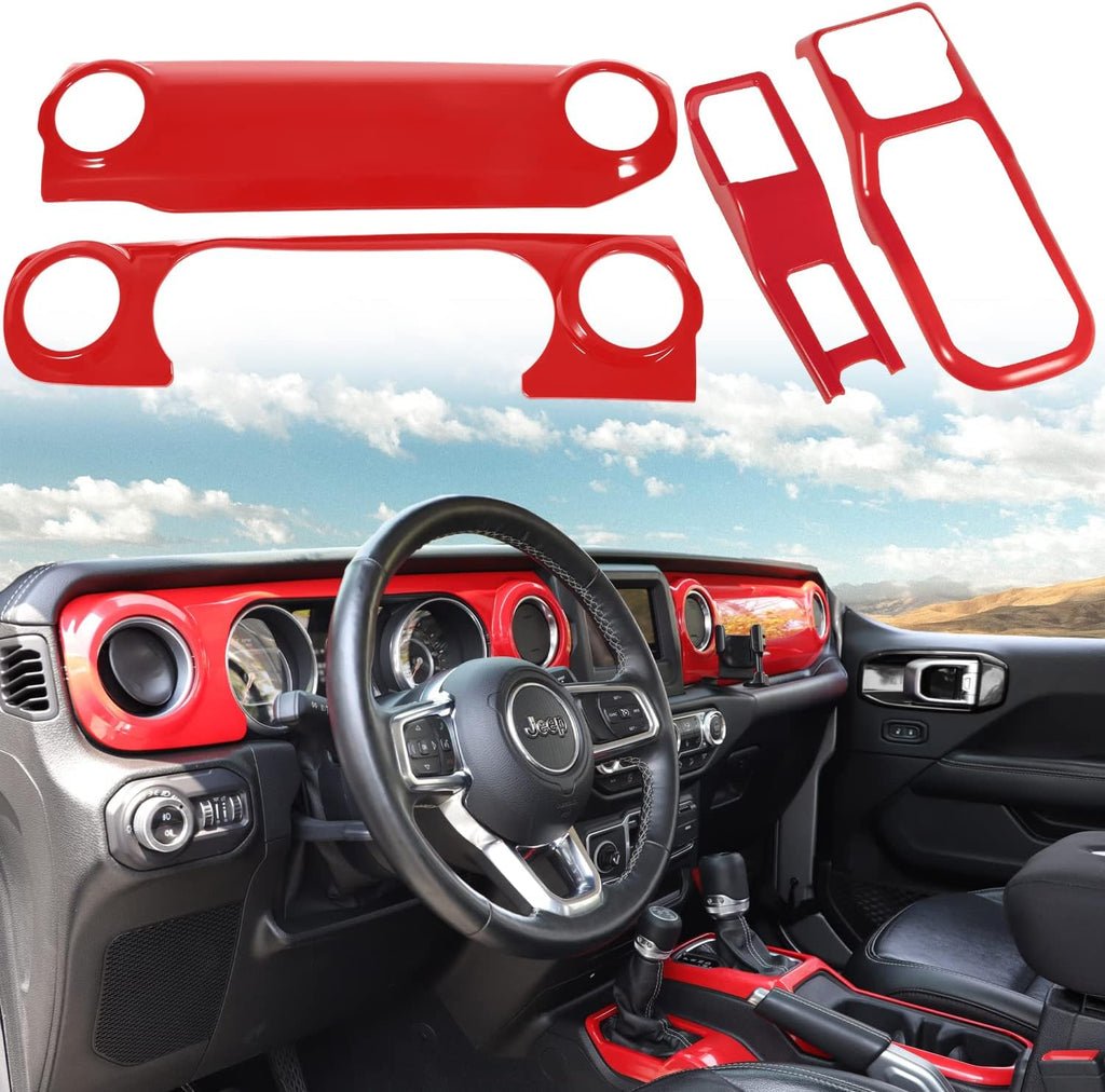 Purple Center Console Dashboard Trim Gear Shift Panel Cover 4PCS U971
