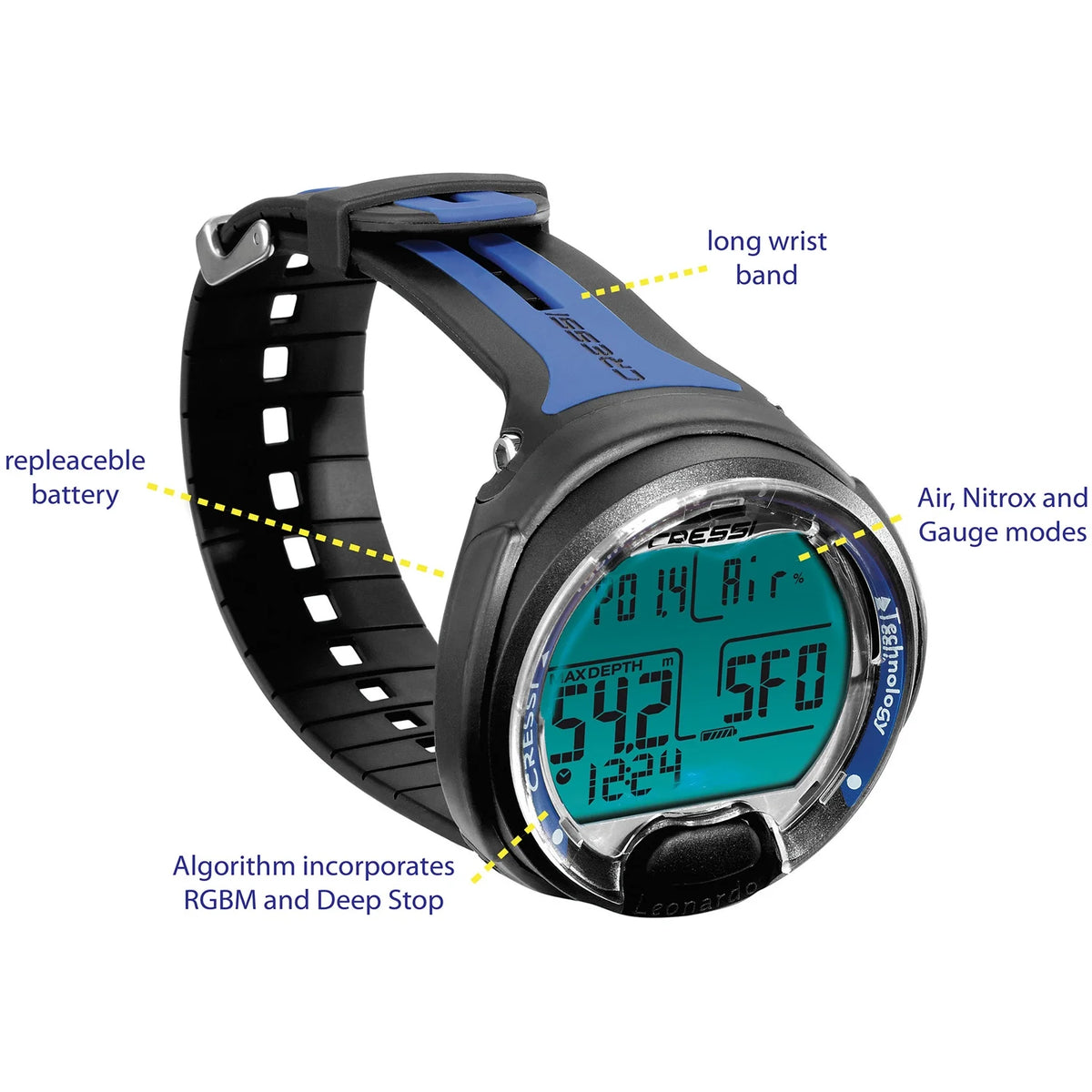 Blue and Black Wrist Diving Computer T462