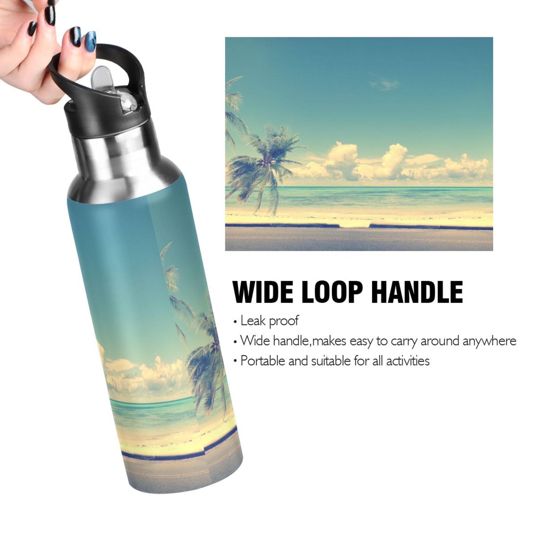Insulated Stainless Steel Water Bottle with Straw Lid 20 oz C9815
