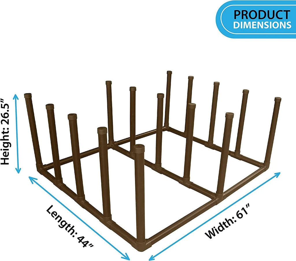 Float and Raft Rack 12 Bar Poolside Storage Organizer (61" W x 44" L x 26.5" H) Brown U173