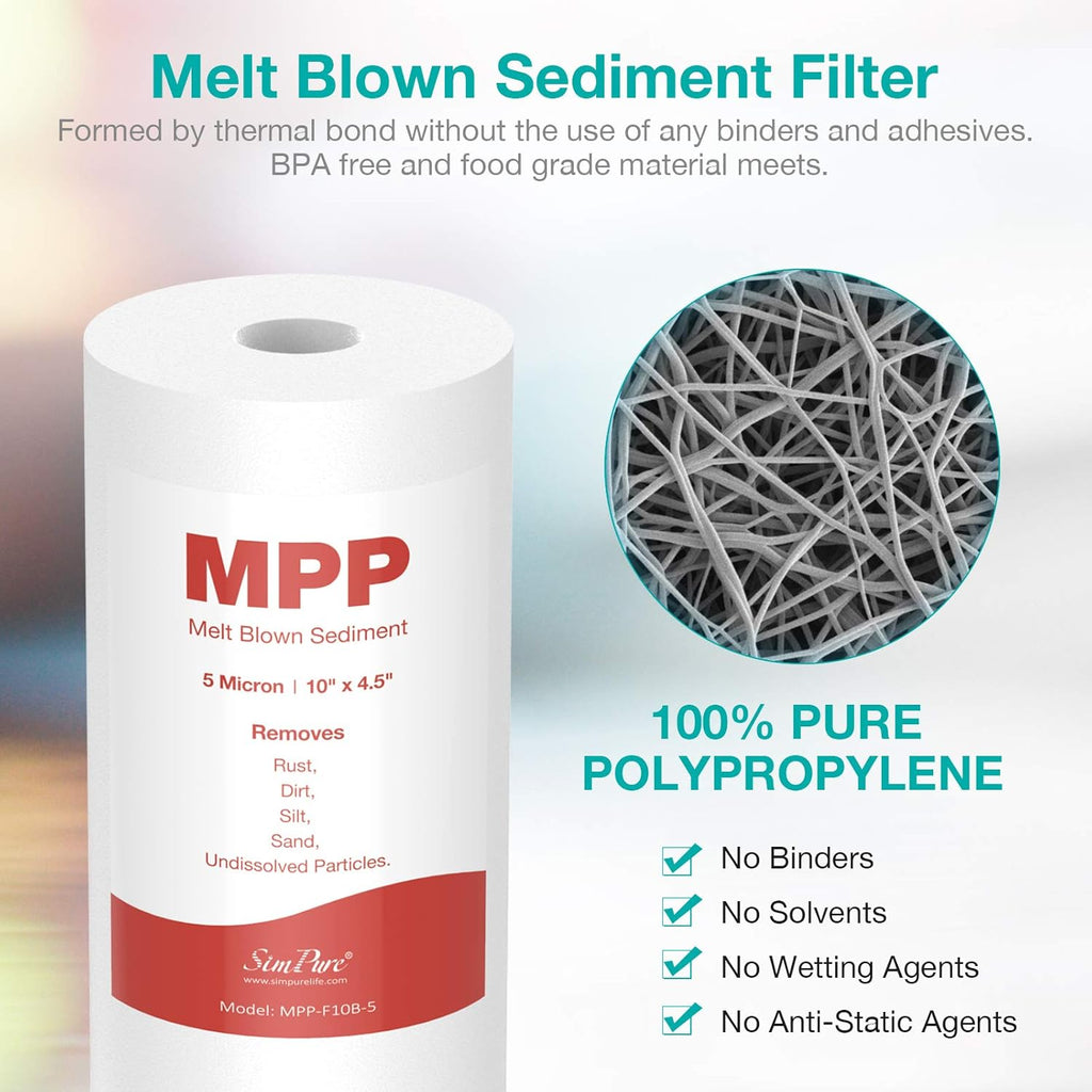 10" x 4.5" 5 Micron Whole House Sediment Water Filter Replacement Cartridge (8 Pack) M2996
