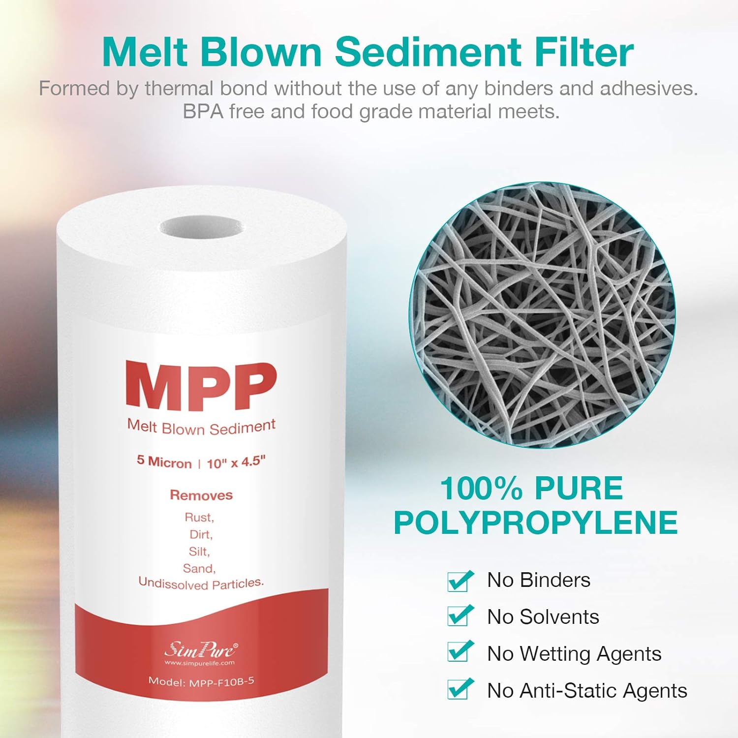 10" x 4.5" 5 Micron Whole House Sediment Water Filter Replacement Cartridge (8 Pack) M2996