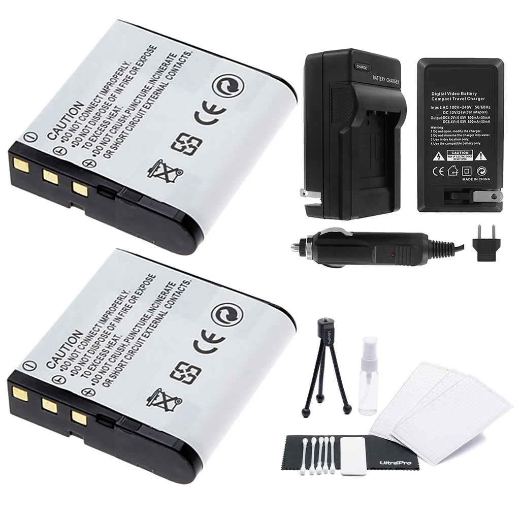 2-Pack High-Capacity Replacement Batteries with Rapid Travel Charger for Select Casio Cameras L701934