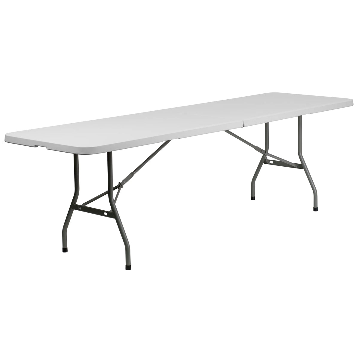 8-Foot Bi-Fold Granite White Plastic Folding Table with Carrying Handle M86786
