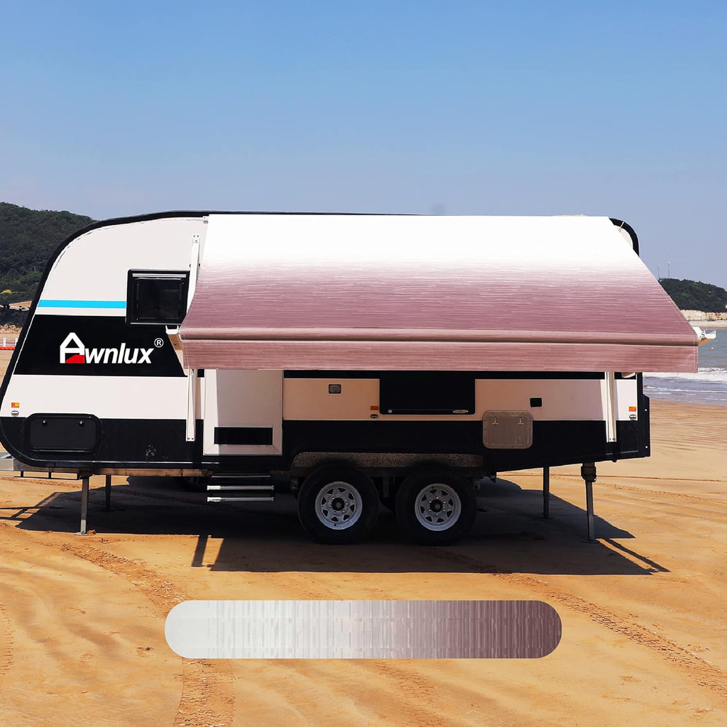 Black Strip-11' Waterproof Vinyl RV Awning Fabric R6441