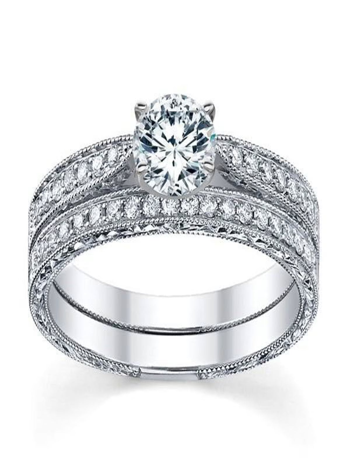 1 Carat Round Cut Diamond Wedding Ring Set on 10k Gold D548751
