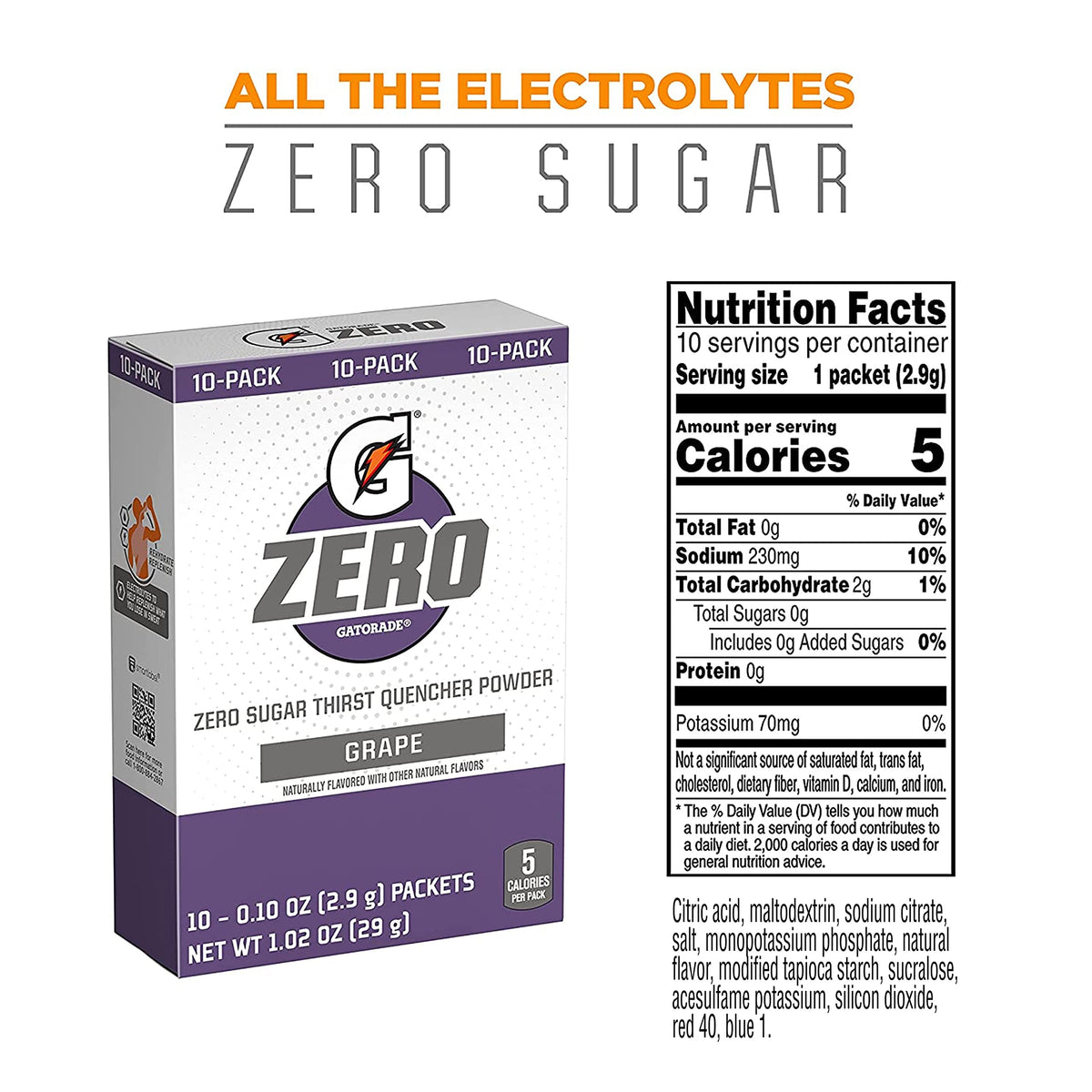 G Zero Powder Grape 0.10 Oz Packets 10 Count K614100