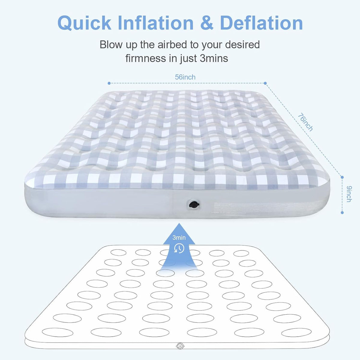Queen Air Mattress with Flocked Top Waterproof Cover Repair Kit B608916