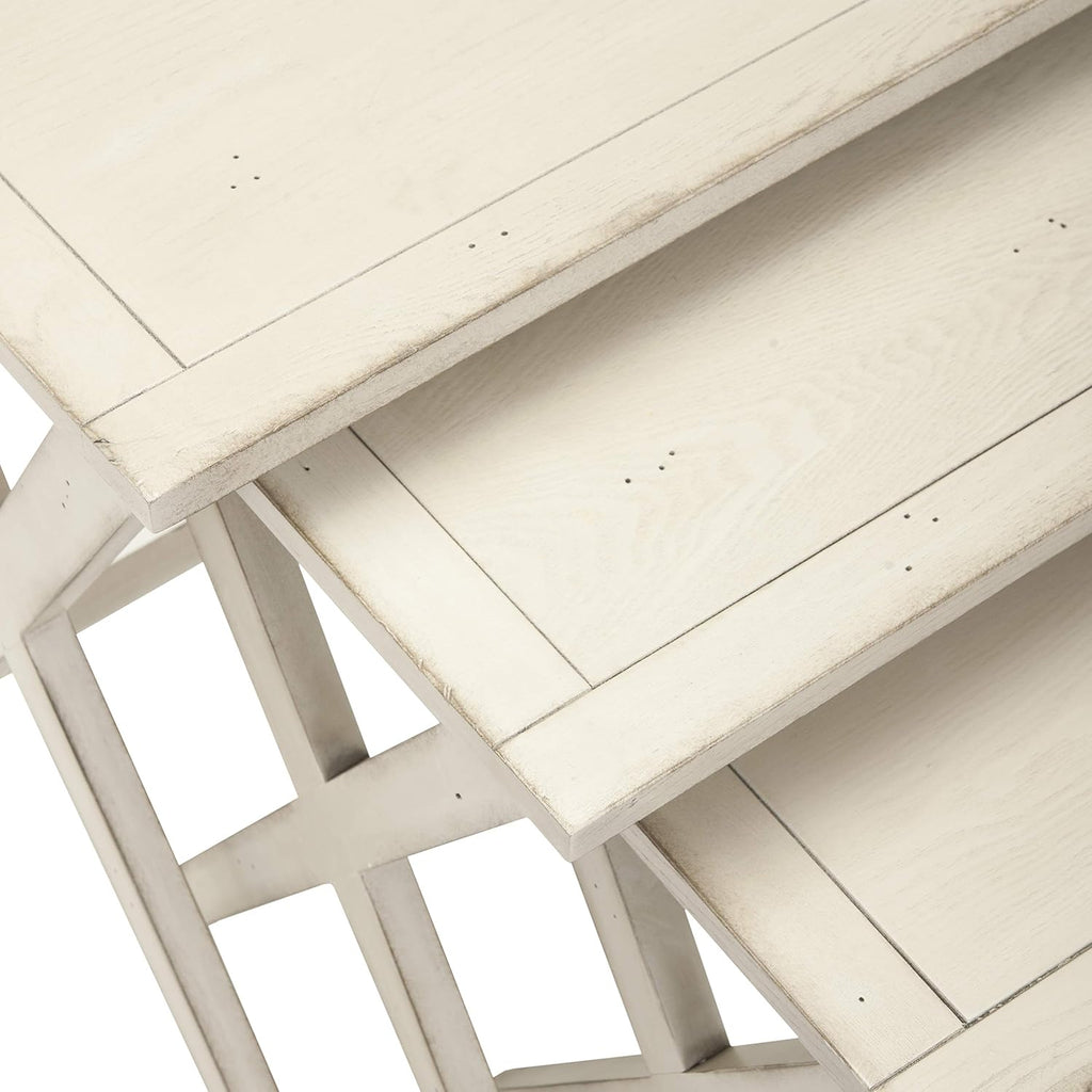 Antiqued White Stacking Tray Tables J300