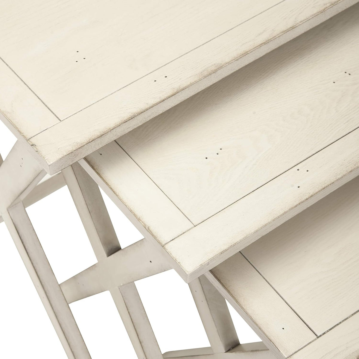 Antiqued White Stacking Tray Tables J300