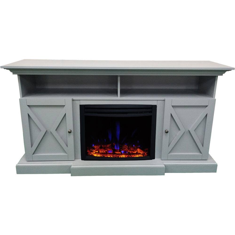 Slate Blue Electric Fireplace Mantel with Deep Log Insert F2977