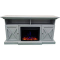 Slate Blue Electric Fireplace Mantel with Deep Log Insert F2977