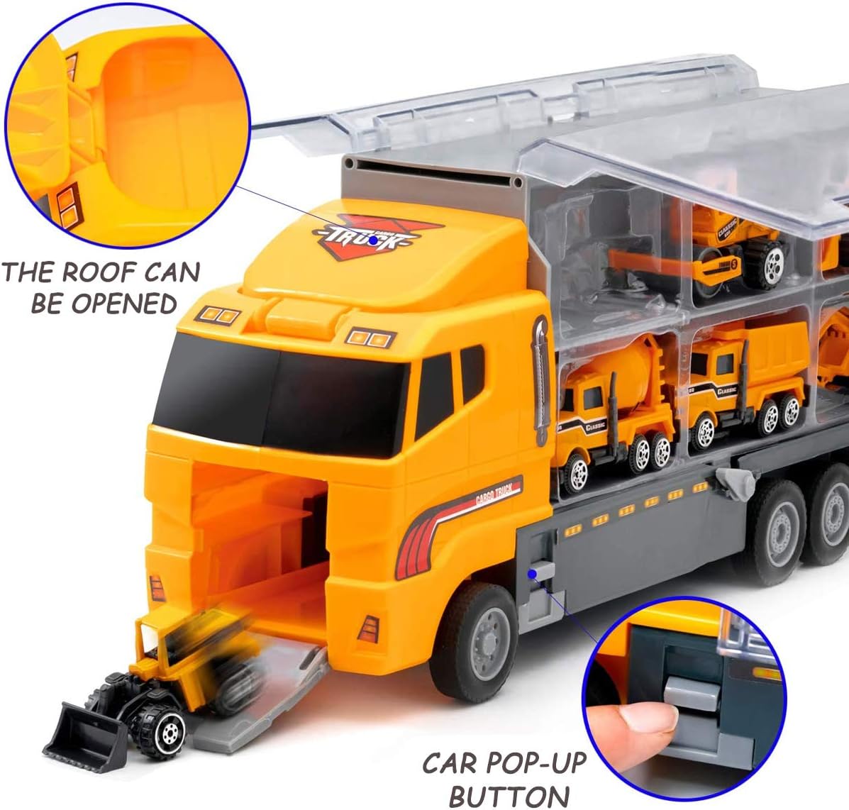 11 in 1 Die-cast Construction Trucks Playset with Carrier Truck W486