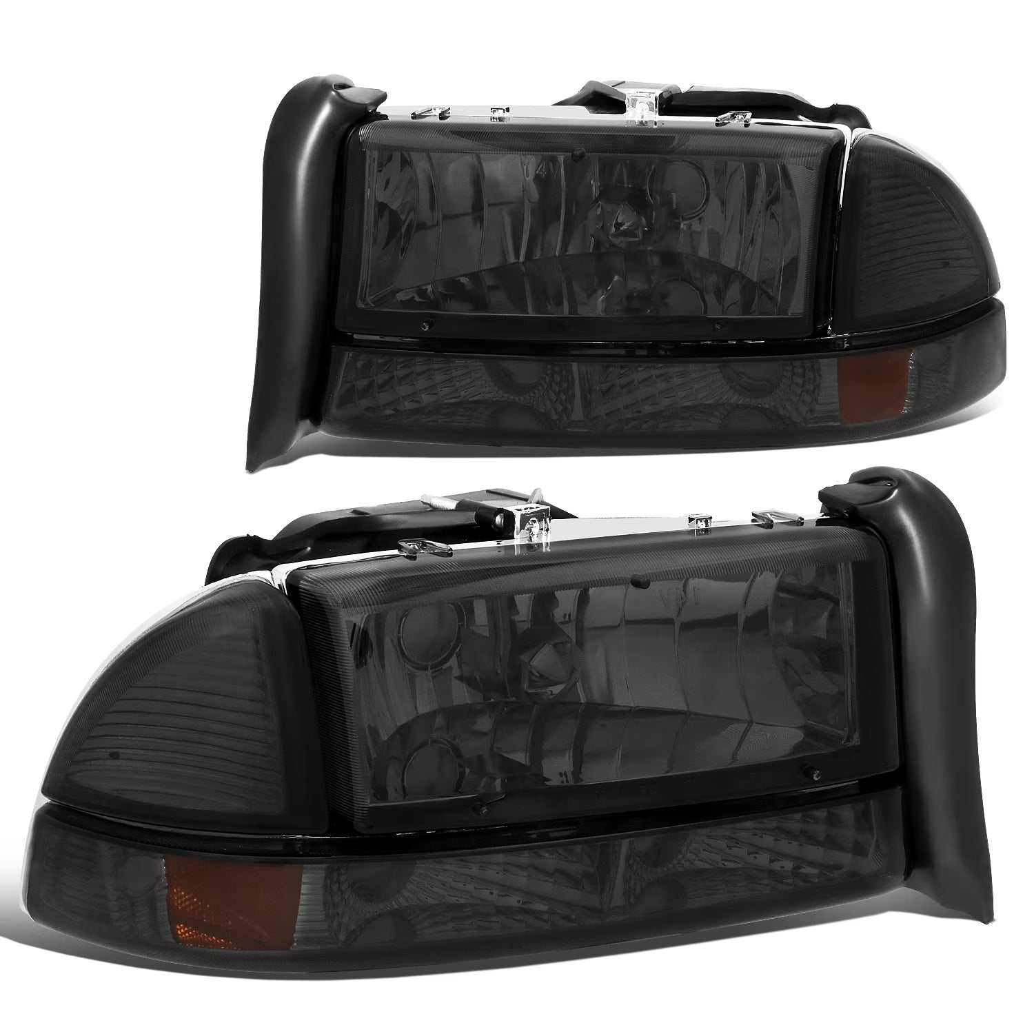 4pcs Replacement Headlight and Bumper Lamp Smoked Housing Amber Side F381477