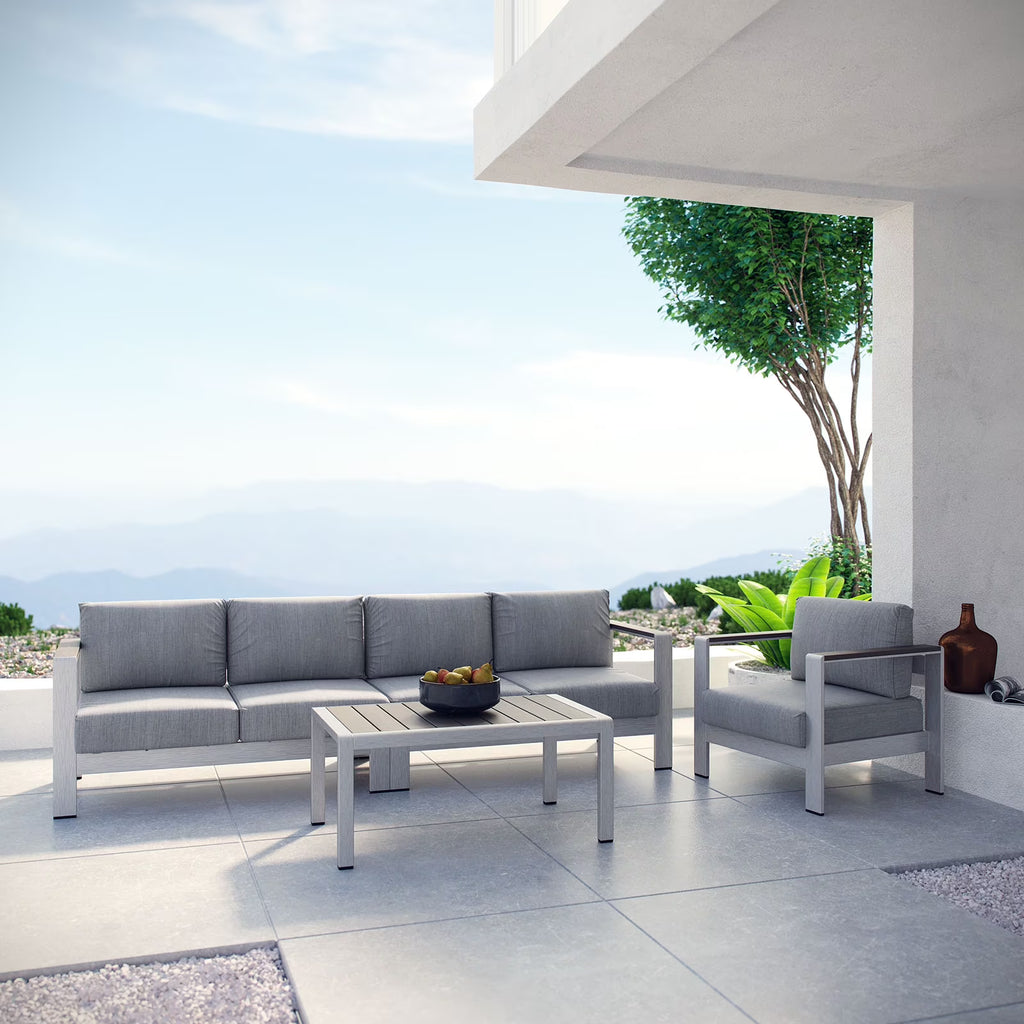 4 Piece Outdoor Patio Aluminum Sectional Sofa Set O466431
