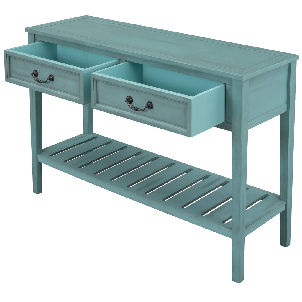 Green Console Table with 2 Drawers and 1 Shelf P459001