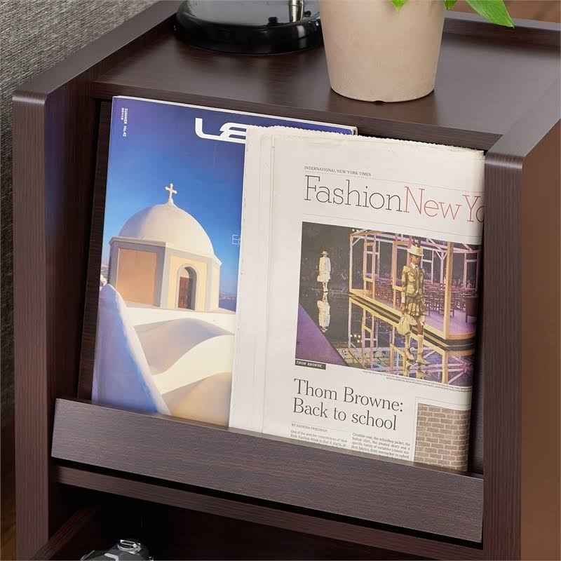 Walnut Open Shelf End Table Q68391