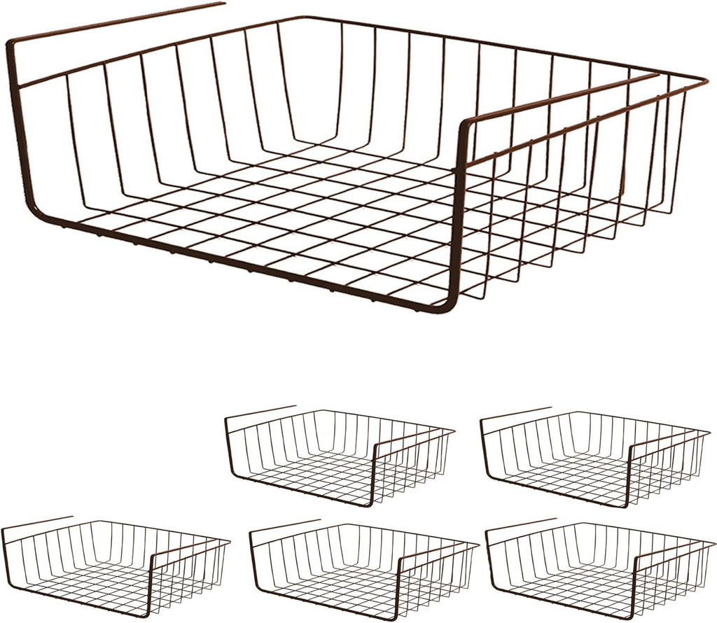 Bronze Steel Wire Undershelf Storage Basket Set of 6 E880
