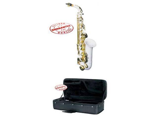 White Student Alto Saxophone with Case, Mouthpiece and Reed I718892