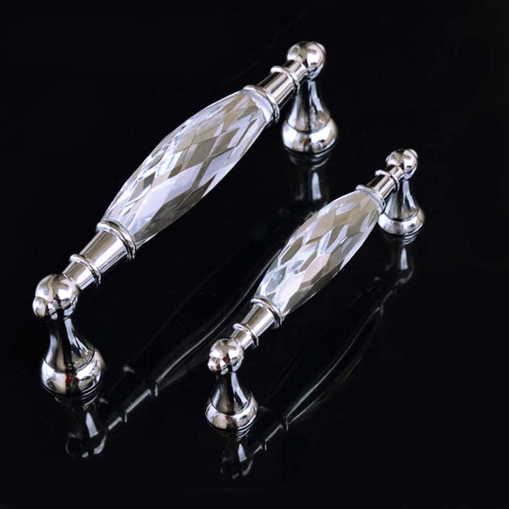 2 Pack 3-3/4 in Center-to-Center Glass Dresser Drawer Handles Chrome Metal Silver Y771241