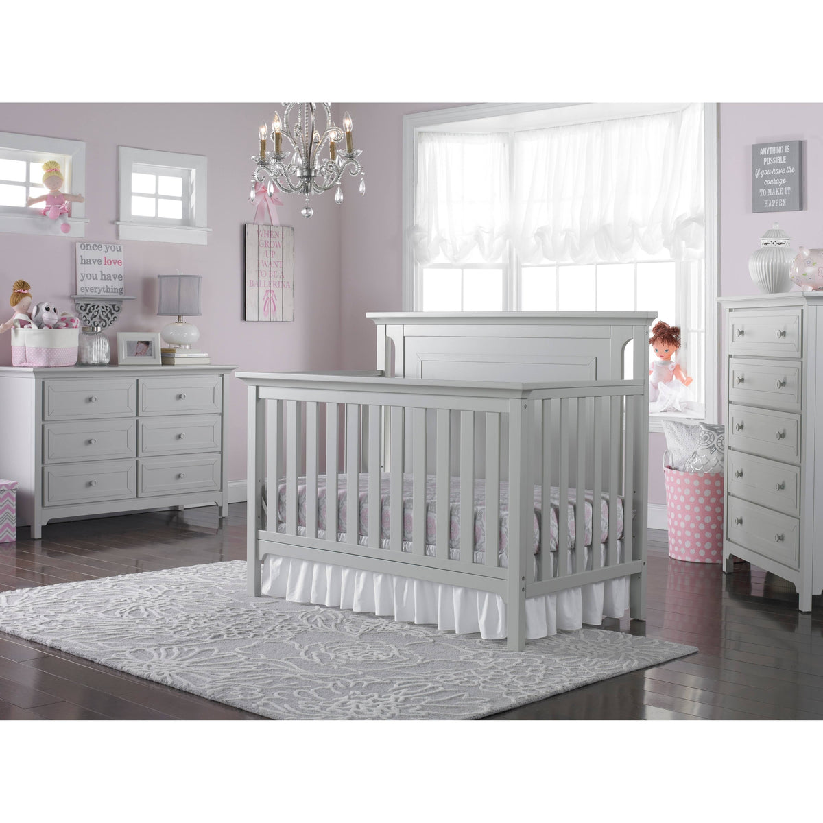 4-in-1 Convertible Crib, Misty Grey U9352