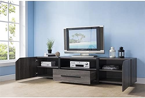 Rustic Wood 81.5-Inch TV Stand in Distressed Gray I5086