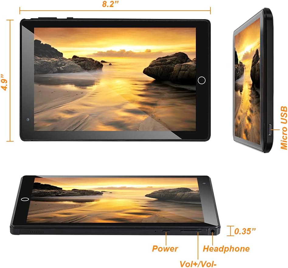 Kids Tablet 8 Inch with Stylus Pen & Earphone, Android 10, 2GB & 32GB, 1280 x 800 IPS Touchscreen Display, Triple Camera, Wi-Fi Bluetooth & FM, Children-Tablet Proof Case Pack of 2 S685