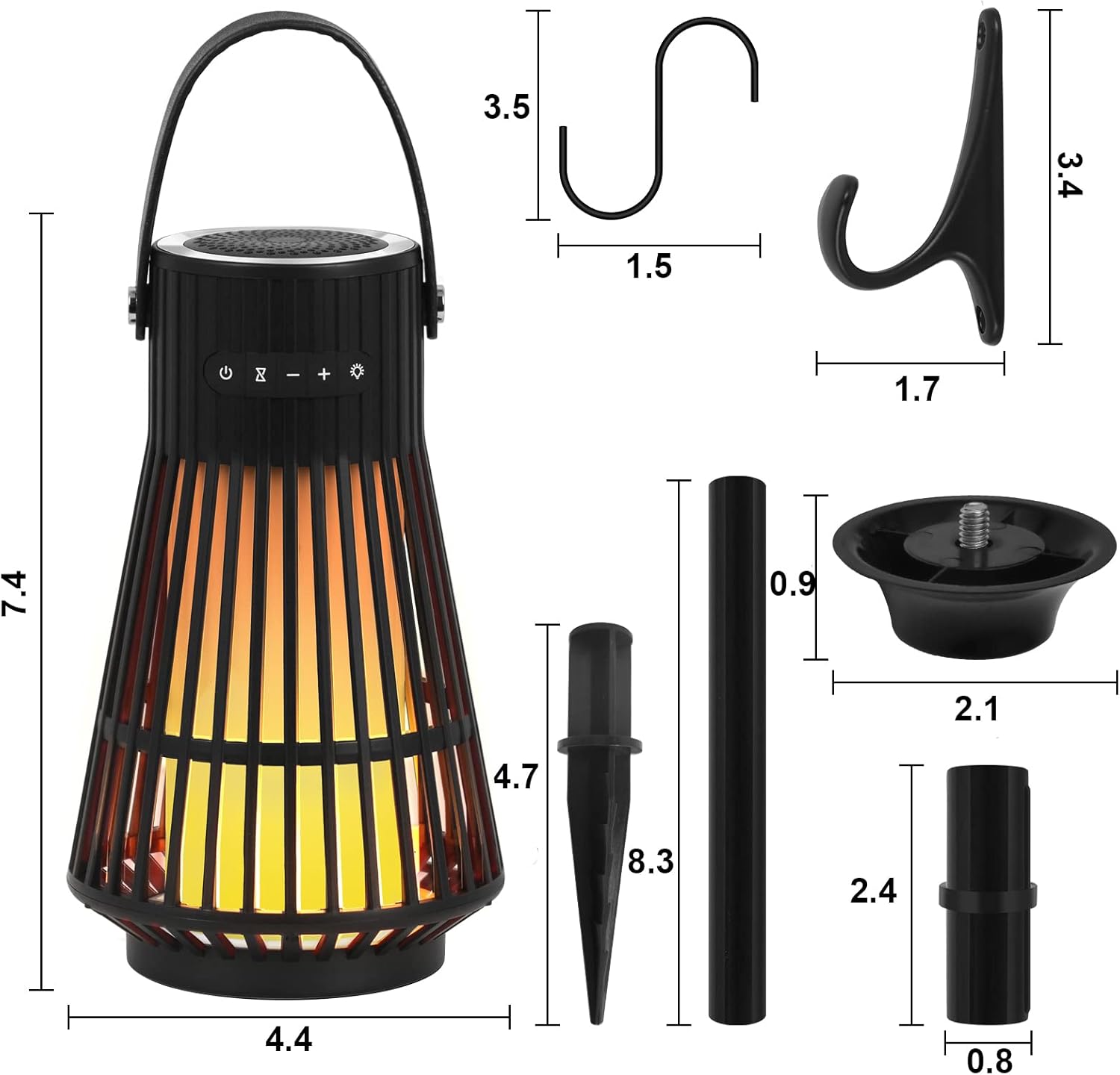 Outdoor Bluetooth Speaker with LED Flickering Flame Effect, Portable Waterproof Wireless Speaker with Wall Mounted Hook L503219