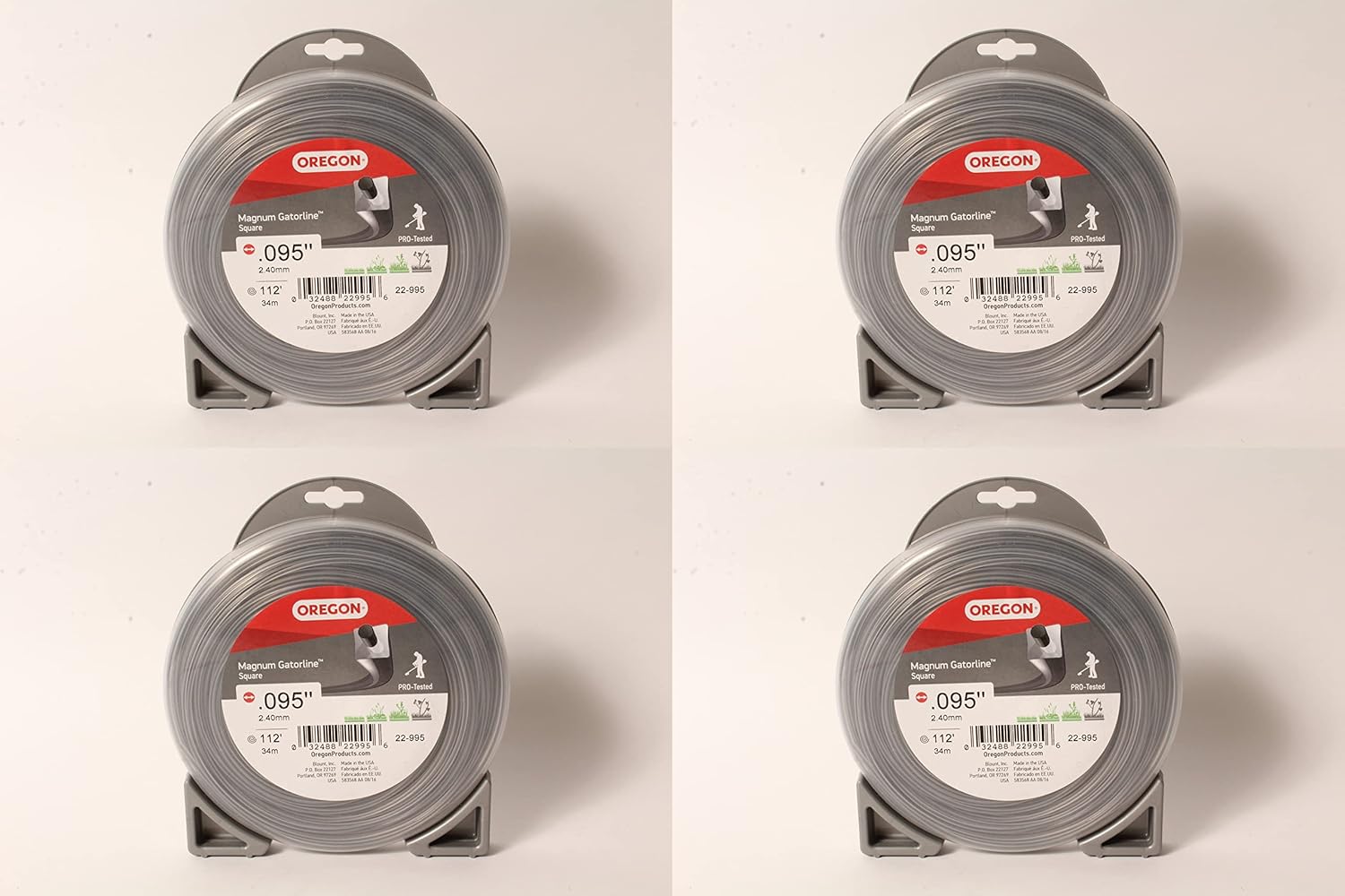 4PK .095" x 113' Square Trimmer Line Spool 1/2Lb Pack of 2 D251828