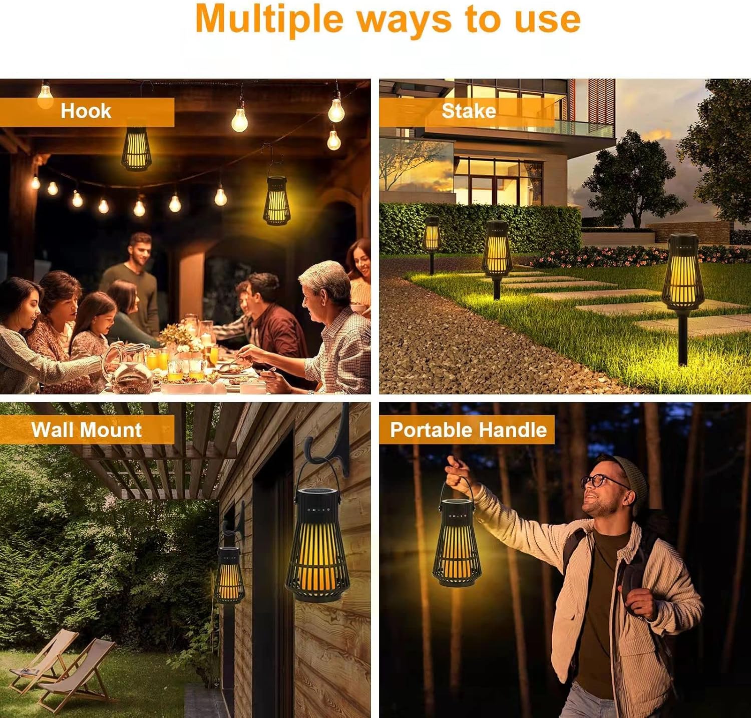 Outdoor Bluetooth Speaker with LED Flickering Flame Effect, Portable Waterproof Wireless Speaker with Wall Mounted Hook L503219