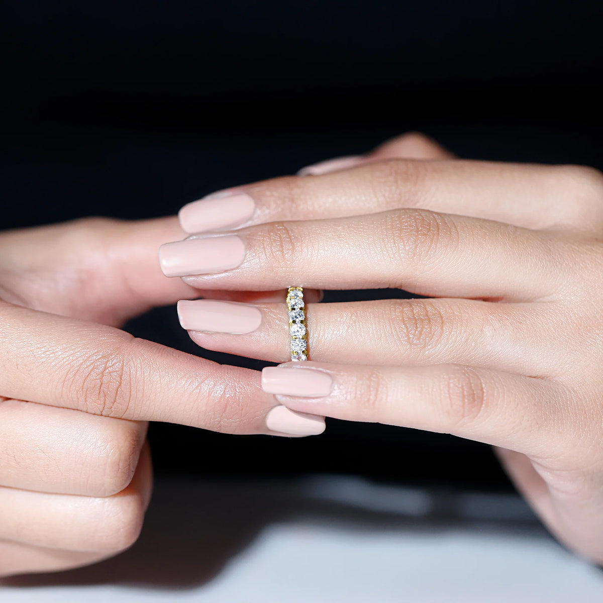 14K Yellow Gold Moissanite Eternity Ring A7933
