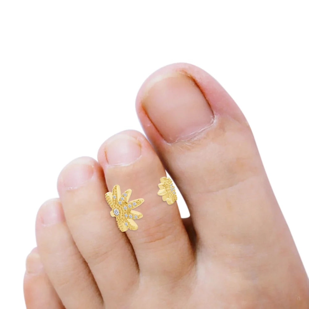 14K Yellow Gold Plated 925 Sterling Silver Diamond Toe Ring B165420