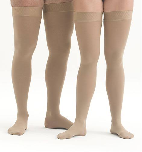 Beige Thigh High Compression Stockings Y64393