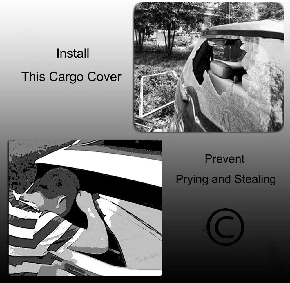 Retractable Cargo Cover Black Compatible with Toyota Rav4 Pack of 2 V7429