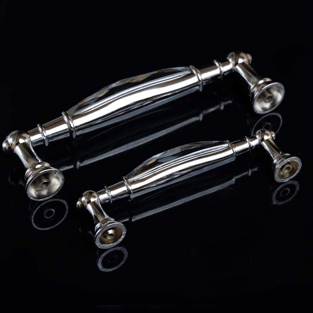 2 Pack 3-3/4 in Center-to-Center Glass Dresser Drawer Handles Chrome Metal Silver Y771241