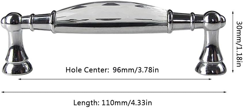 2 Pack 3-3/4 in Center-to-Center Glass Dresser Drawer Handles Chrome Metal Silver Y771241