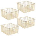 4 Pack Metal Wire Food Storage Organizer Bin, Soft Brass A93639