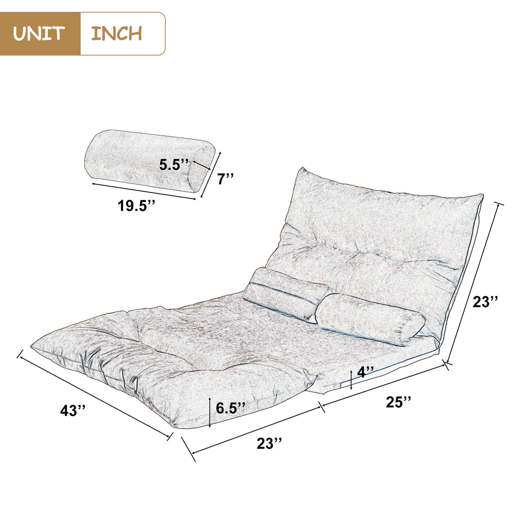 Light Brown Sofa Bed Folding Futon with Two Pillows K655