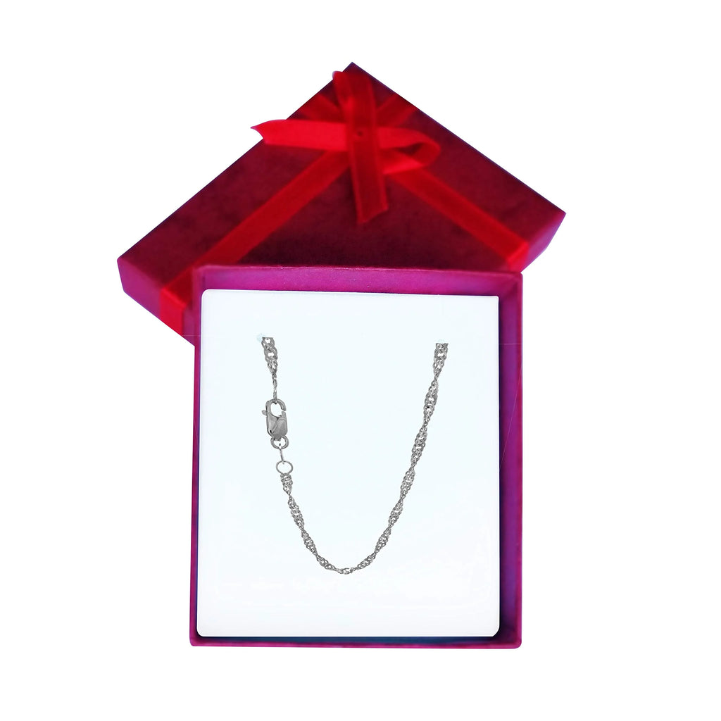 14k Solid White Gold Singapore Chain Necklace 20" G97901