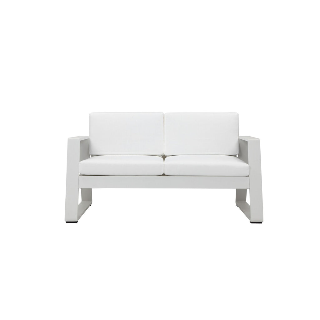 White Aluminum Outdoor Sofa with Fabric Cushions P1453