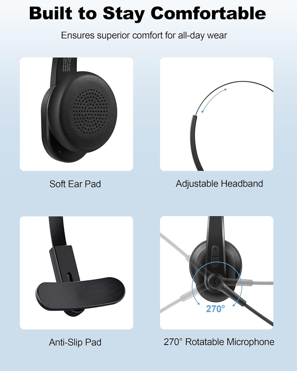Bluetooth Trucker Headset with Noise Canceling Microphone and Adapter V939