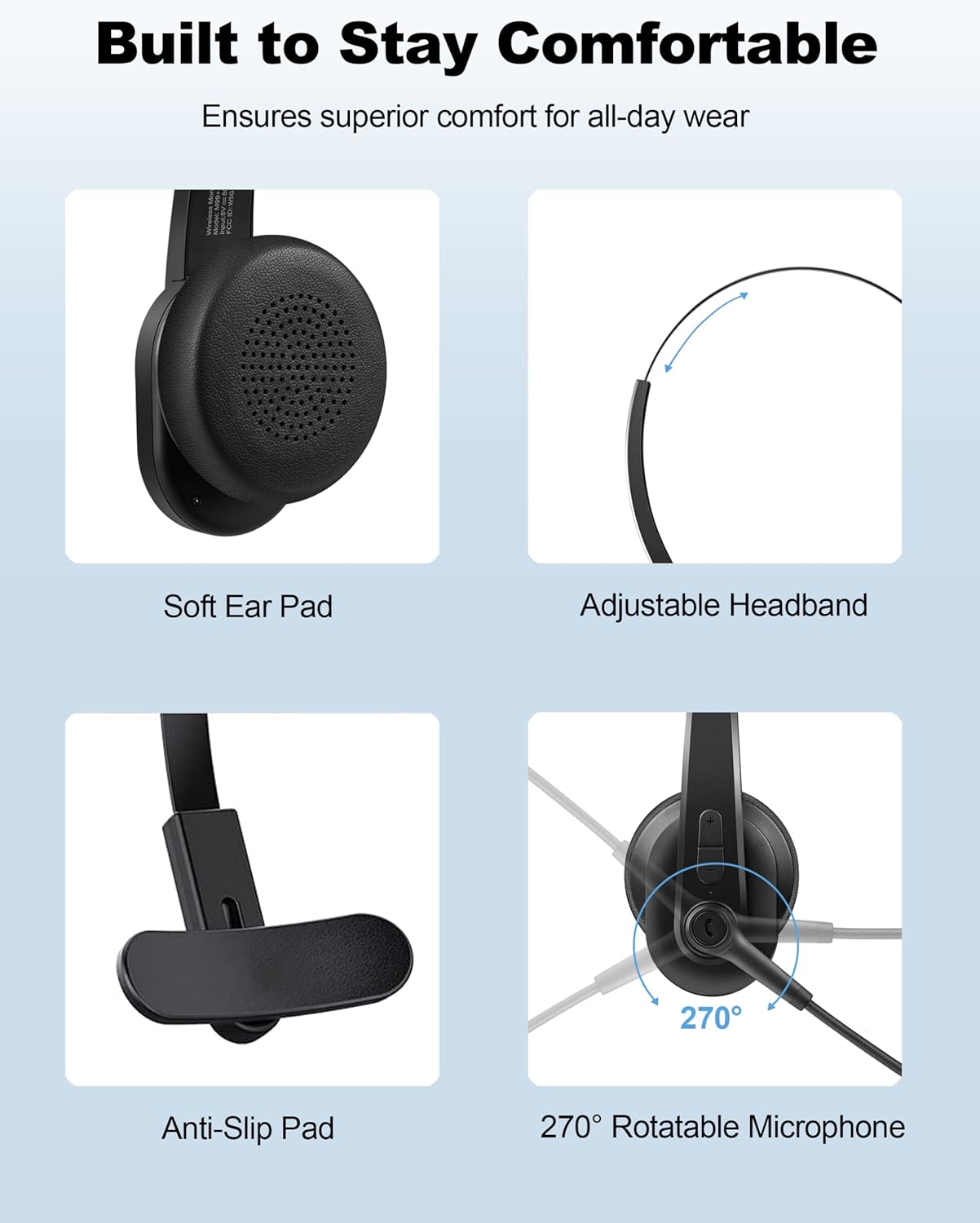 Bluetooth Trucker Headset with Noise Canceling Microphone and Adapter V939