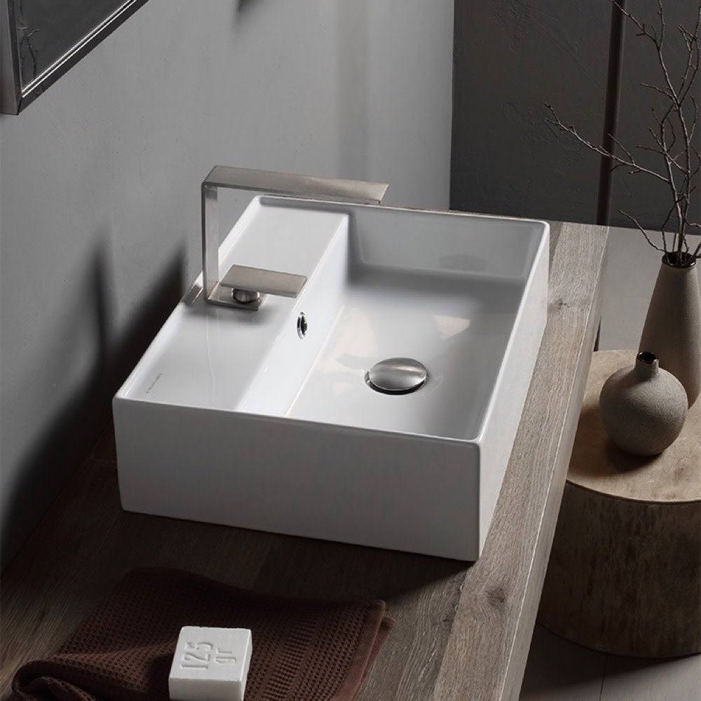White Three Hole Bathroom Sink P47613