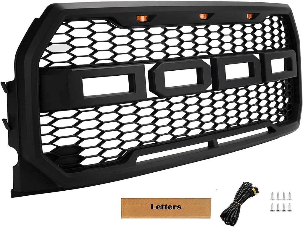 Black Mesh Custom Grille with 3 Amber LEDs C3369