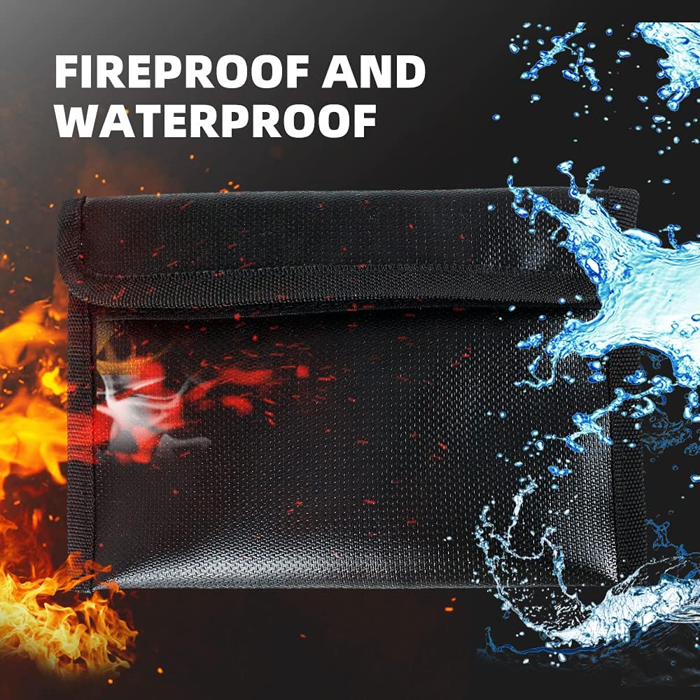 Fireproof Document Organizer Bag with Lock, 3-Layer File Storage Box, Waterproof File Holder, 17.5 x 13 x 5” K560