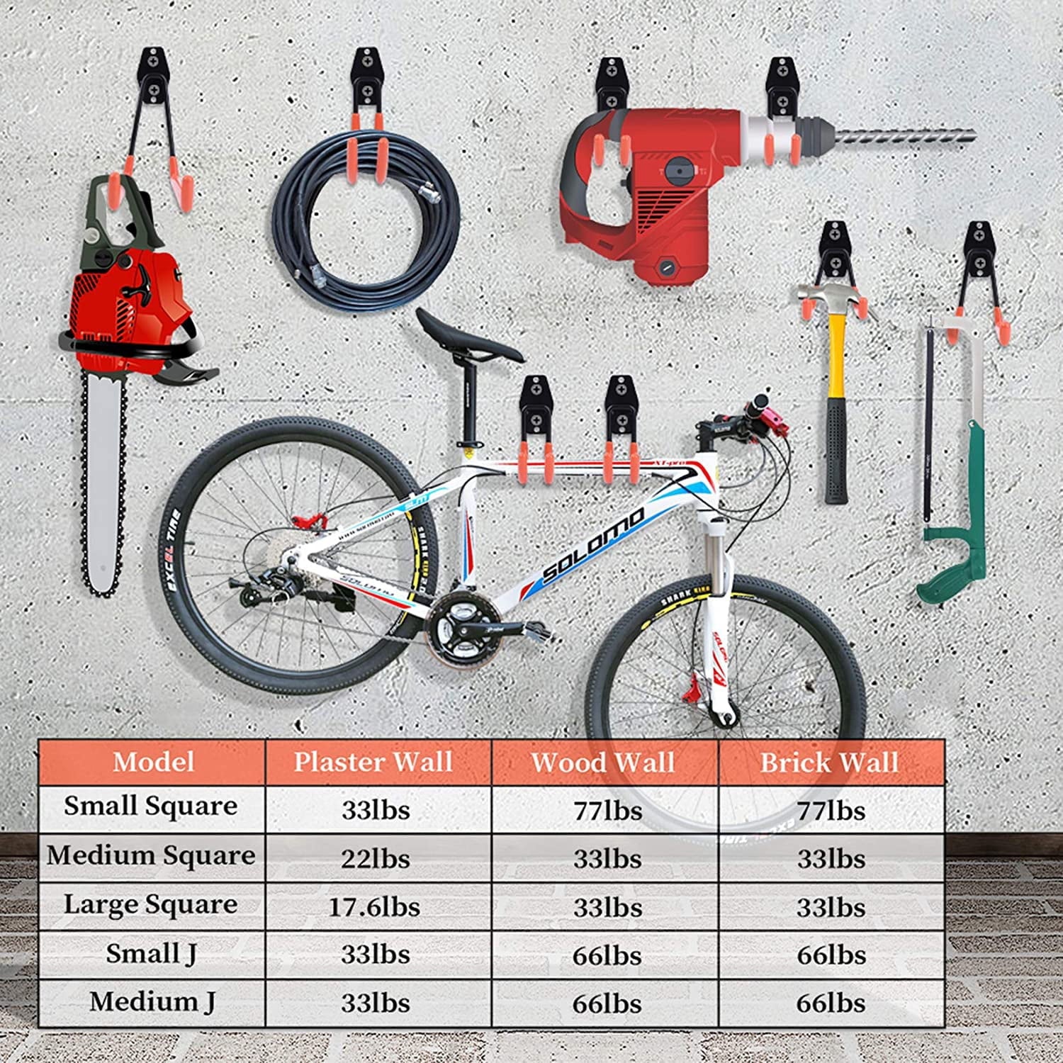 8 Packs Heavy Duty Steel Wall Mount Garage Storage Hooks P318
